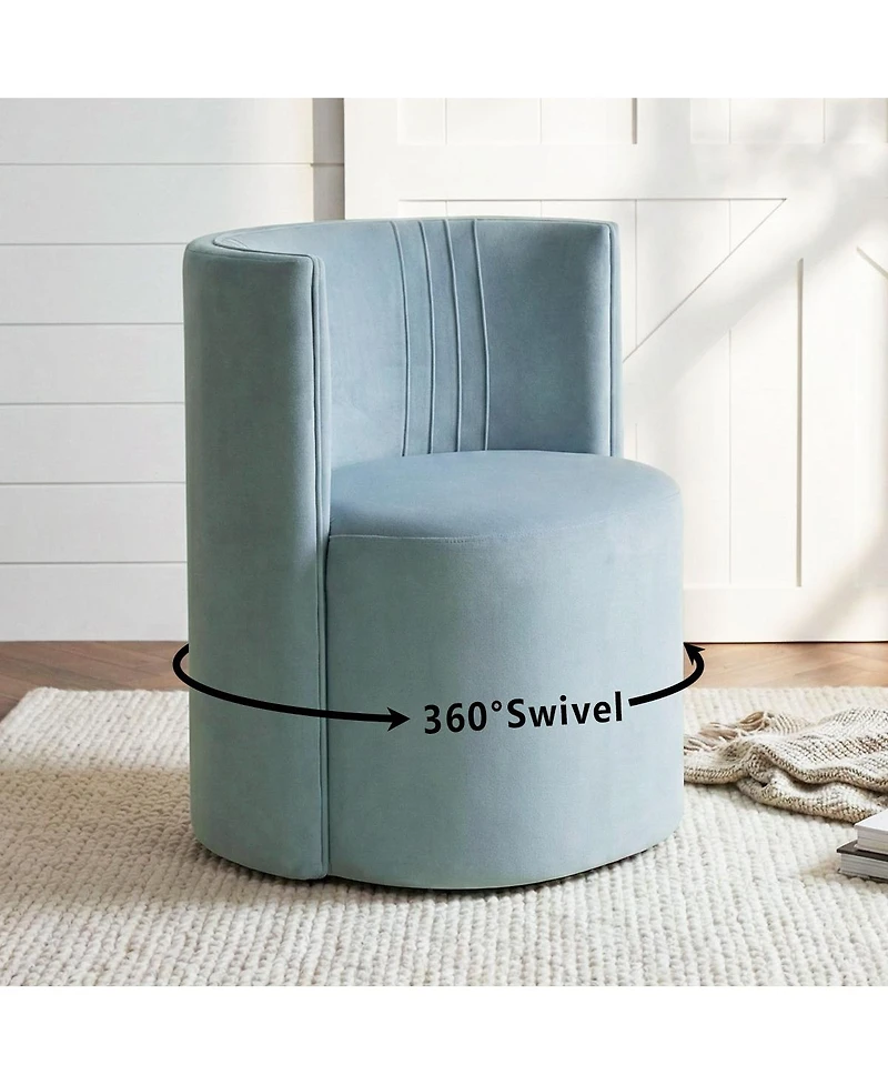 Maison Boucle Velvet Swivel Barrel Accent Chair 360degree(s) Rotating Tub Chair, 1 Piece