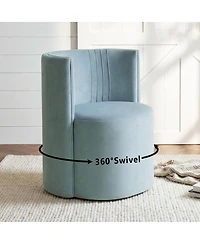 Maison Boucle Velvet Swivel Barrel Accent Chair 360degree(s) Rotating Tub Chair, 1 Piece