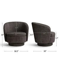 Maison Boucle 30.5 Swivel Barrel Accent Chair, Textured Fabric Round Armchair, 1 Pc