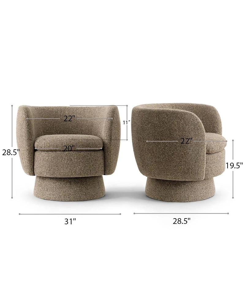 Maison Boucle 31 Tweed Swivel Barrel Accent Chair, Upholstered Armchair, 1 Pc
