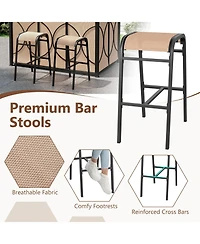 Gouun Ft Grill Gazebo Set with 2 Bar Stools, Bar Table and Double Roof Canopy