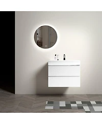 Sillysis 30" Wall Mounted Bathroom Vanity with Sink, Modern Minimalist Mdf Floating Bathroom Vanity without Faucet, Pre-Assembled