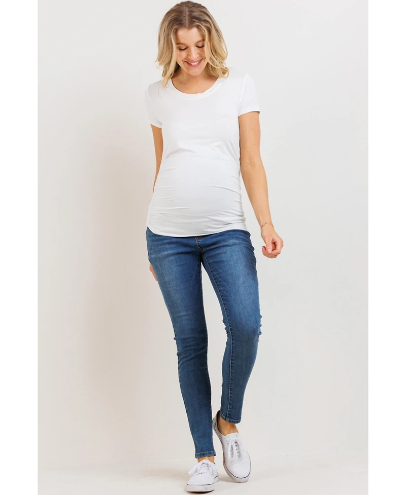 Hello Miz Maternity Side Ruched Short Sleeve T-Shirt Top