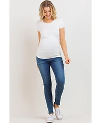 Hello Miz Maternity Side Ruched Short Sleeve T-Shirt Top
