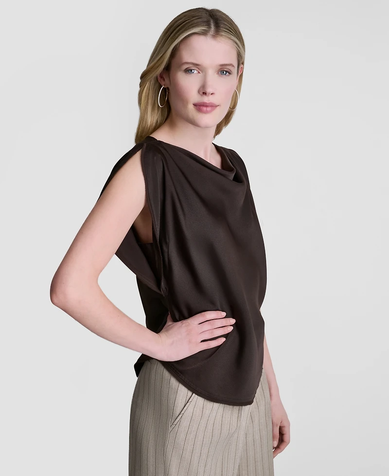 Dkny Women's Flutter-Sleeve Cowl Neck Blouse