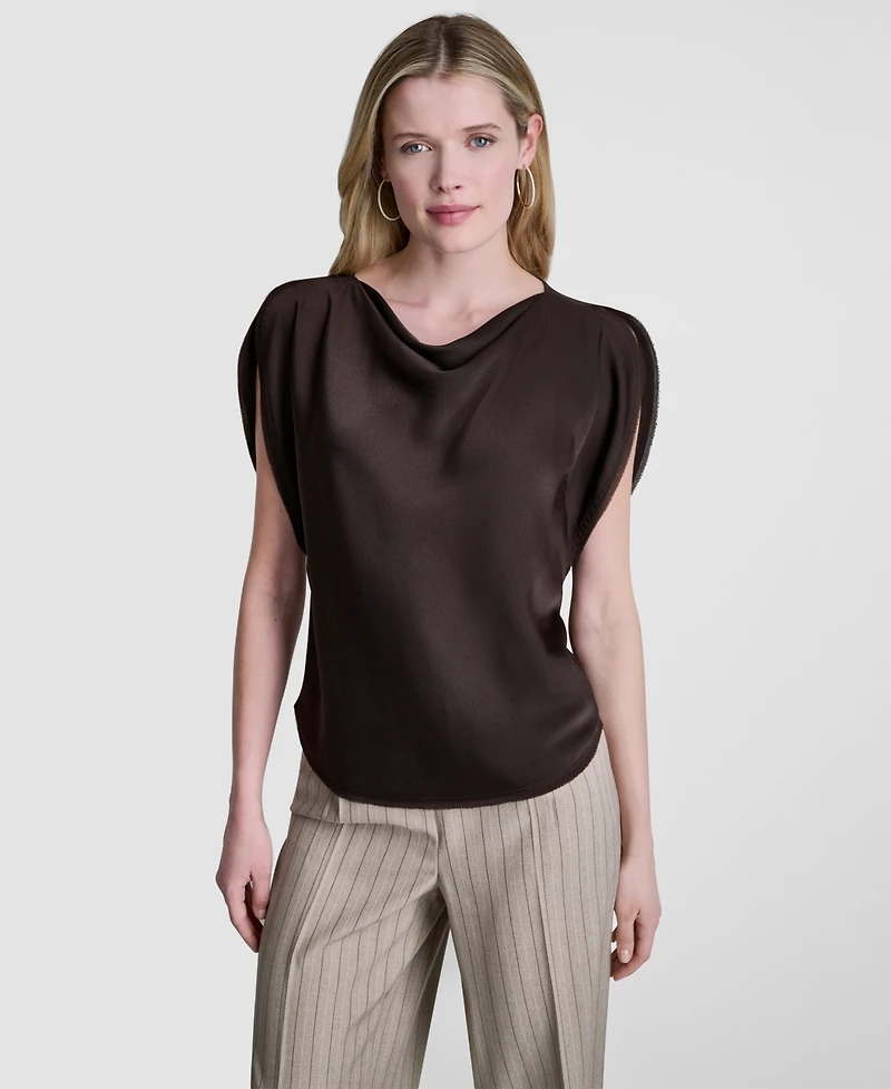 Dkny Women's Flutter-Sleeve Cowl Neck Blouse