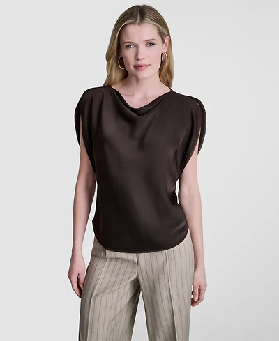 Dkny Women's Flutter-Sleeve Cowl Neck Blouse