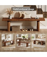 Tribesigns Solid Wood Entryway Bench, Farmhouse Indoor Wooden End of Bed Bench