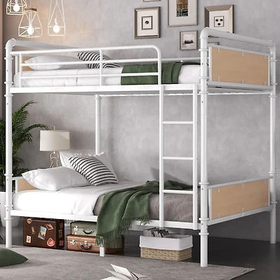 Streamdale Furniture Metal Twin Xl Bunk Bed with Guard Rails