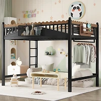 Streamdale Furniture Metal Loft Bed with Shelves and Ladder
