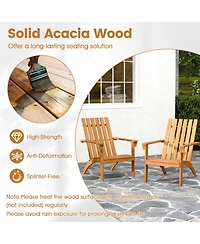 Slickblue Acacia Wood Patio Adirondack Chair with Inclined Seat and High Backrest for Porch