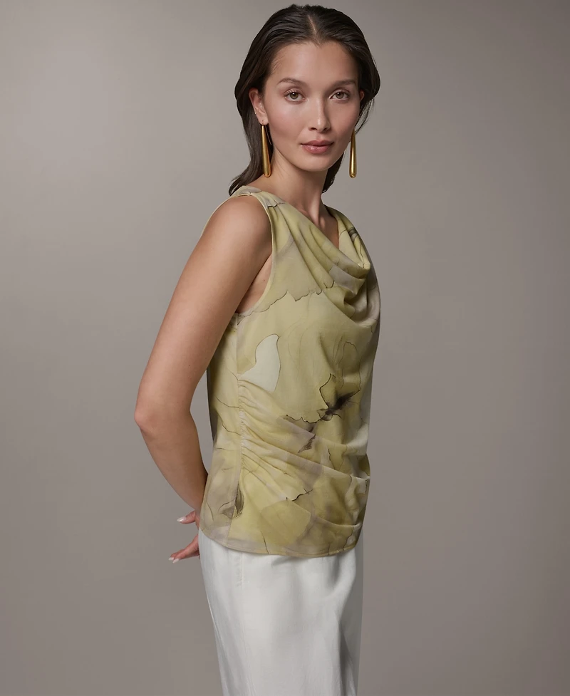 Donna Karan New York Women's Printed Cowl Neck Blouse