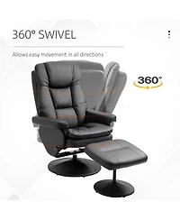 Boyel Living Swivel Pu Leather Recliner and Ottoman with Adjustable Backrest