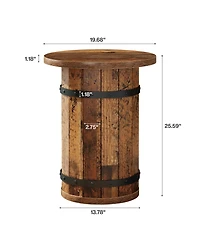 Tribesigns Round End Table Set of 2, Industrial Side Table with Sturdy Base, 19.7-Inch Nightstand for Small Spaces, Living Room, Bed Room
