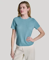 Dkny Women's Short-Sleeve Knitted Top