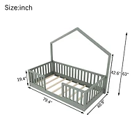 Streamdale Furniture Wooden Montessori Floor Bed with High Rails and Light