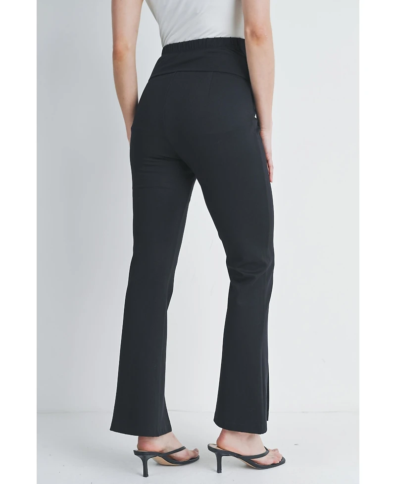 Hello Miz Maternity Over-the-Belly Flare Leg Pants with Front Slit