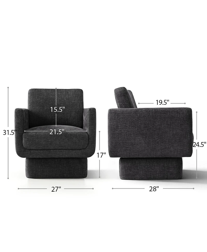 Maison Boucle 360 Swivel Barrel Accent Chair, Modern Club Lounge 1 Pc