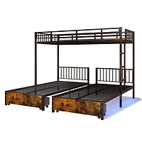 Streamdale Furniture Metal Triple Bunk Bed, Separates to 3 Twins