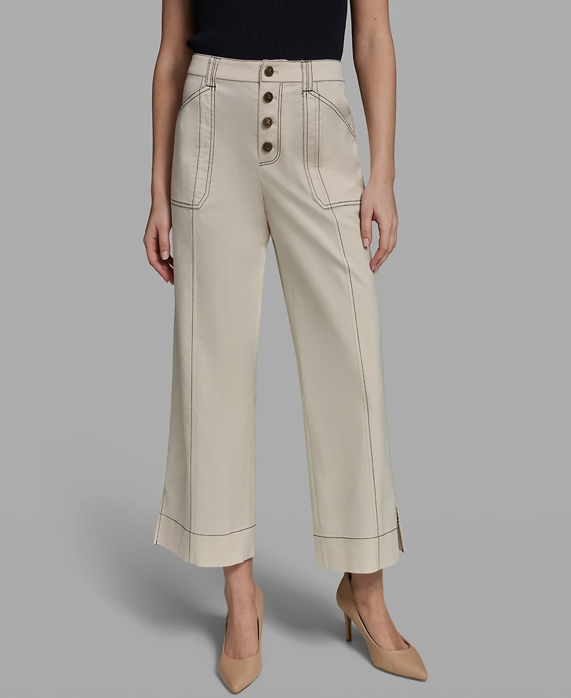 Karl Lagerfeld Paris Petite Mid-Rise Wide-Leg Pants