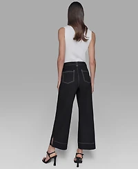 Karl Lagerfeld Paris Petite Mid-Rise Wide-Leg Pants