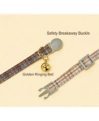 Aronkl Bowtie Cat Collar With Bell Breakaway Kitten Collars Removable Bow Cotton Stylish