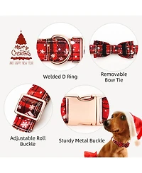 Aronkl Adjustable Bow Tie Dog Collar Cute Printed Patterns Durable Soft for Dogs Spring Summer