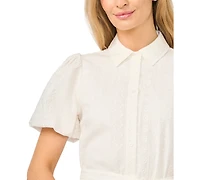CeCe Women's Short-Sleeve Collared Cotton Dress