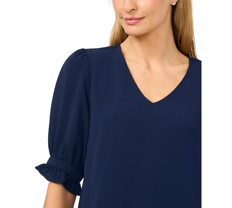 CeCe Women's Elbow-Sleeve V-Neck Blouse