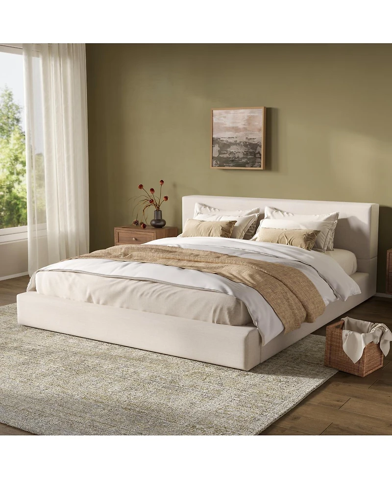 Streamdale Furniture King Upholstered Bed Frame, Linen