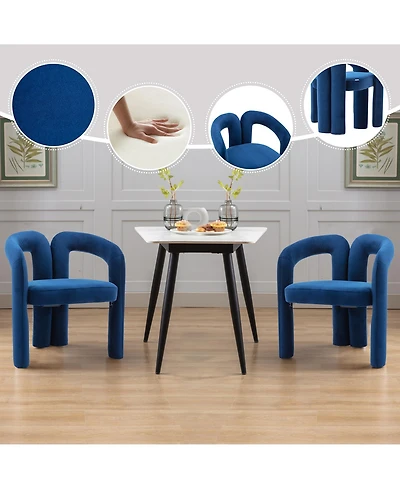 Rainsken Velvet Upholstered Barrel Accent Chairs Set of 2, Curved Backrest Side Chairs with Elephant Feet for Living Room