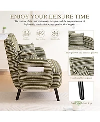 Rainsken 47.6 inches Boucle Accent Chair and Modern Loveseat Sofa, Deep-Seat Chaise with Pillows and Storage Pockets for Living Room and Home Office