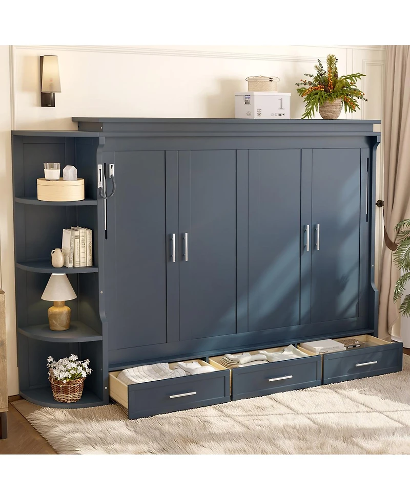 Streamdale Furniture Murphy Bed w/Shelf, Cabinets, Drawers, Office Space Saver