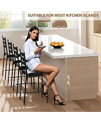 gaomon Set of 4 Bar Stools, Counter Height Bar Chairs with Footrest and Back, 37.8" Tall for Kitchen Island