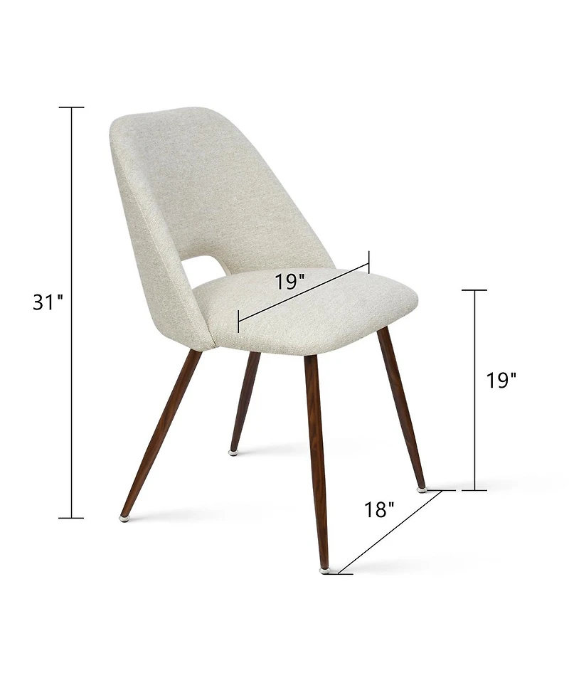 Maison Boucle Set of 4 Upholstered Dining Chairs, Modern Fabric, Walnut Metal Legs