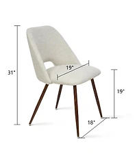 Maison Boucle Set of 4 Upholstered Dining Chairs, Modern Fabric, Walnut Metal Legs