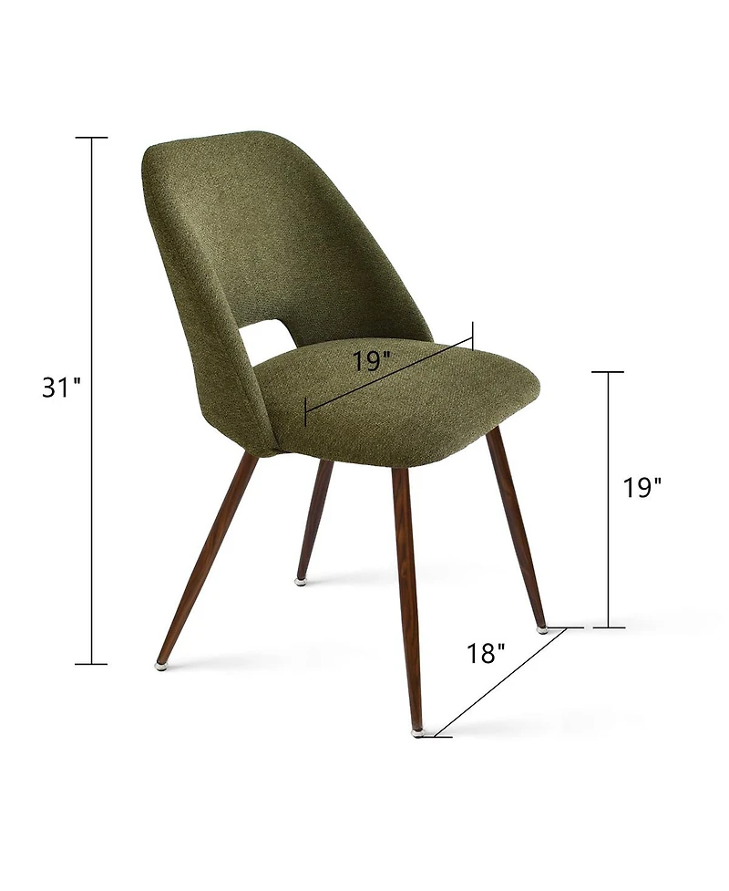 Maison Boucle Set of 4 Upholstered Dining Chairs, Modern Fabric, Walnut Metal Legs