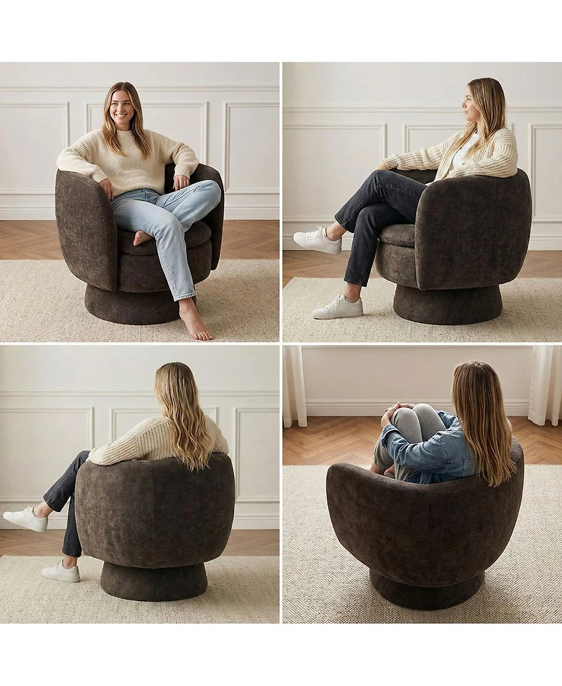 Maison Boucle 31 Wide Swivel Barrel Accent Chair, 360degree(s) Upholstered Armchair, 1 Pc