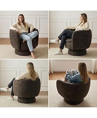Maison Boucle 31 Wide Swivel Barrel Accent Chair, 360degree(s) Upholstered Armchair, 1 Pc