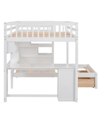 Streamdale Furniture Full Over Twin Bunk Bed with Desk, Drawers and Shelves