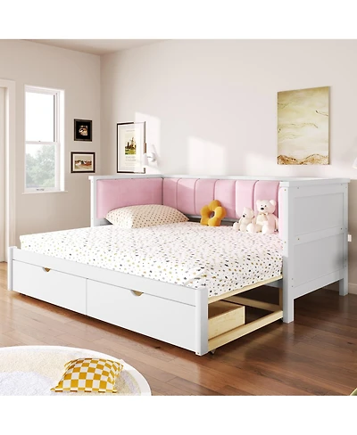 Streamdale Furniture Twin Xl to King Daybed w/ Storage and Upholstered Backrest