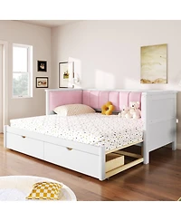 Streamdale Furniture Twin Xl to King Daybed w/ Storage and Upholstered Backrest