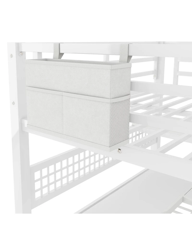 Streamdale Furniture Metal Loft Bed w/Stairs, Desk, Storage, Lights, Charge Station