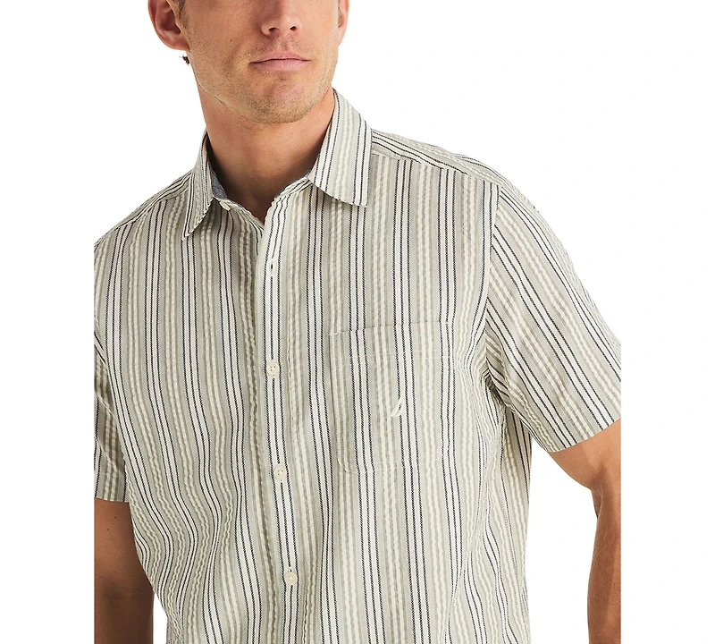 Nautica Men's Seersucker Stripe Classic-Fit Short-Sleeve Shirt
