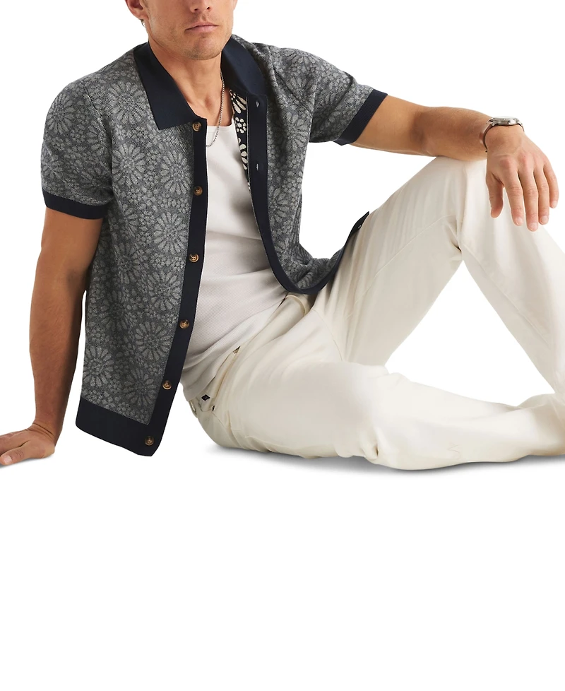 Nautica Men's Jacquard Classic-Fit Buttoned Polo Sweater