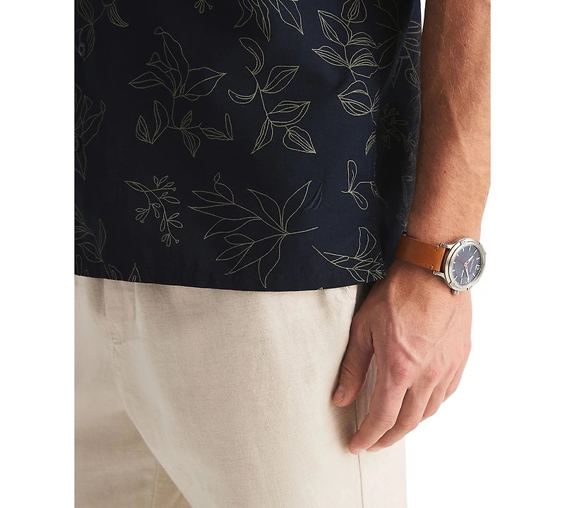 Nautica Men's Short-Sleeve Embroidery Camp Collar Shirt