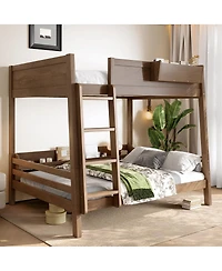 Streamdale Wood Bunk Bed w/ Storage, Bookshelf, Ladder, Rails