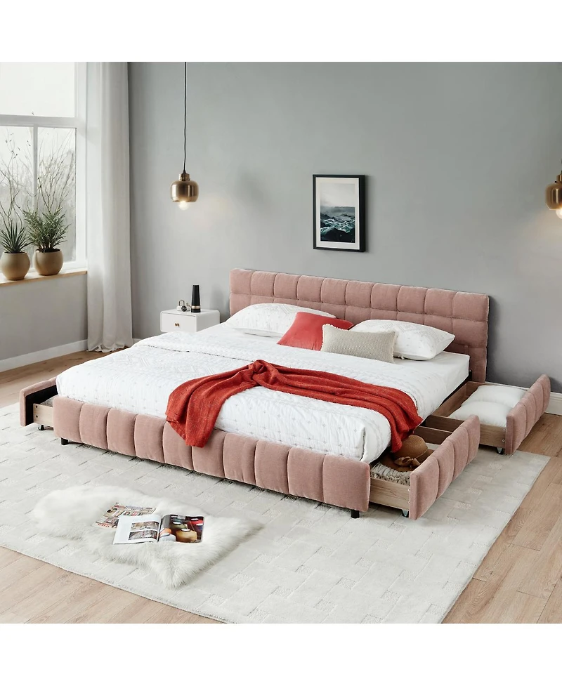 Streamdale Furniture California King Upholstered Bed w/ Storage Drawer