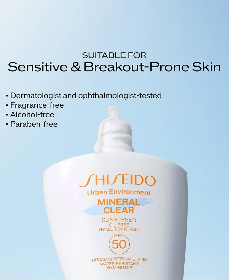 Shiseido Urban Environment Mineral Clear Sunscreen Spf 50, 1.6 oz.