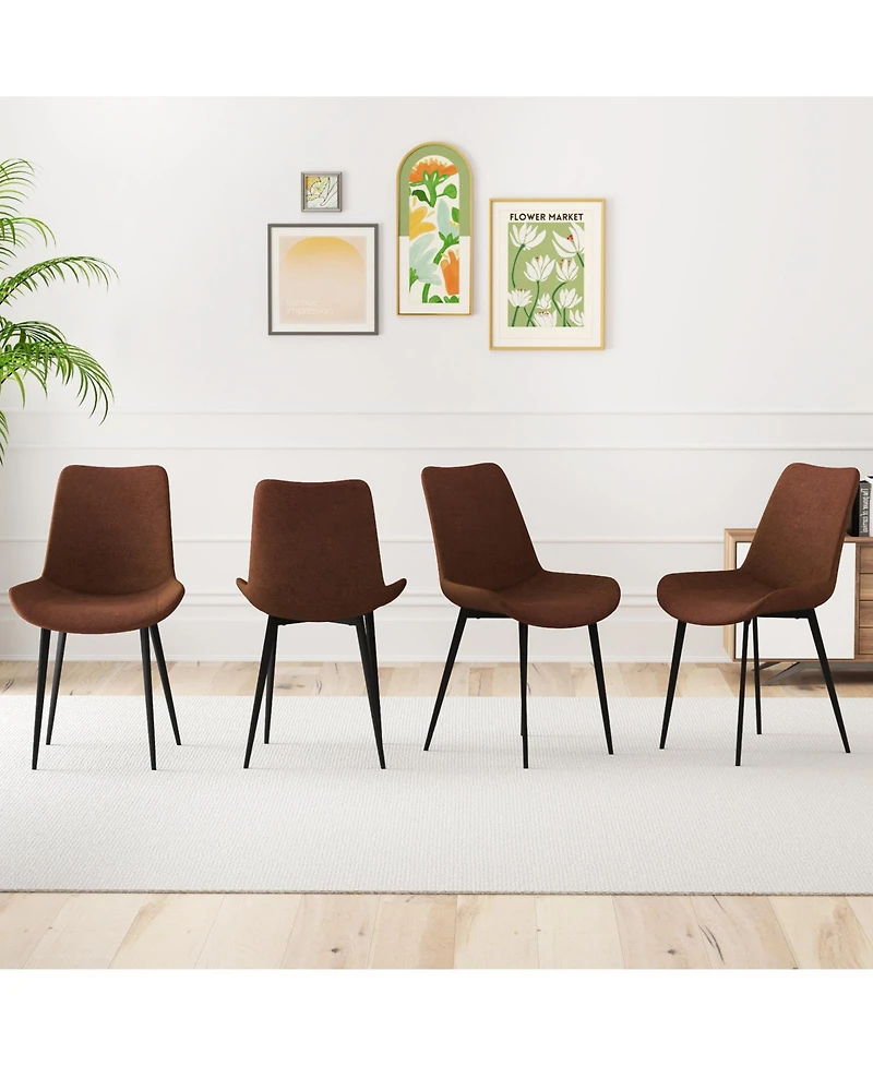 Gymax Dining Chair Set of 4 w/ Metal Legs Padded Seats and Backs for Room